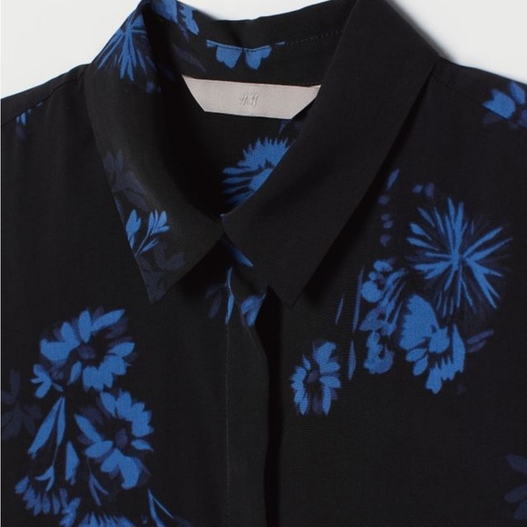 H & M Floral Long Sleeve Button Up Blouse Size 4 - Picture 7 of 12